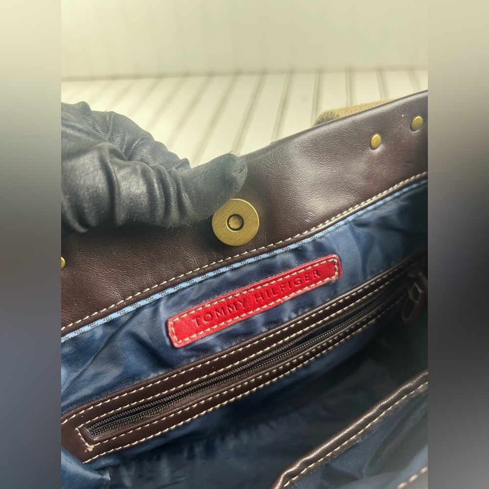 Tommy Hilfiger Vintage Y2K American Patchwork Classic Madras Plaid Denim Handbag - Picture 9 of 15